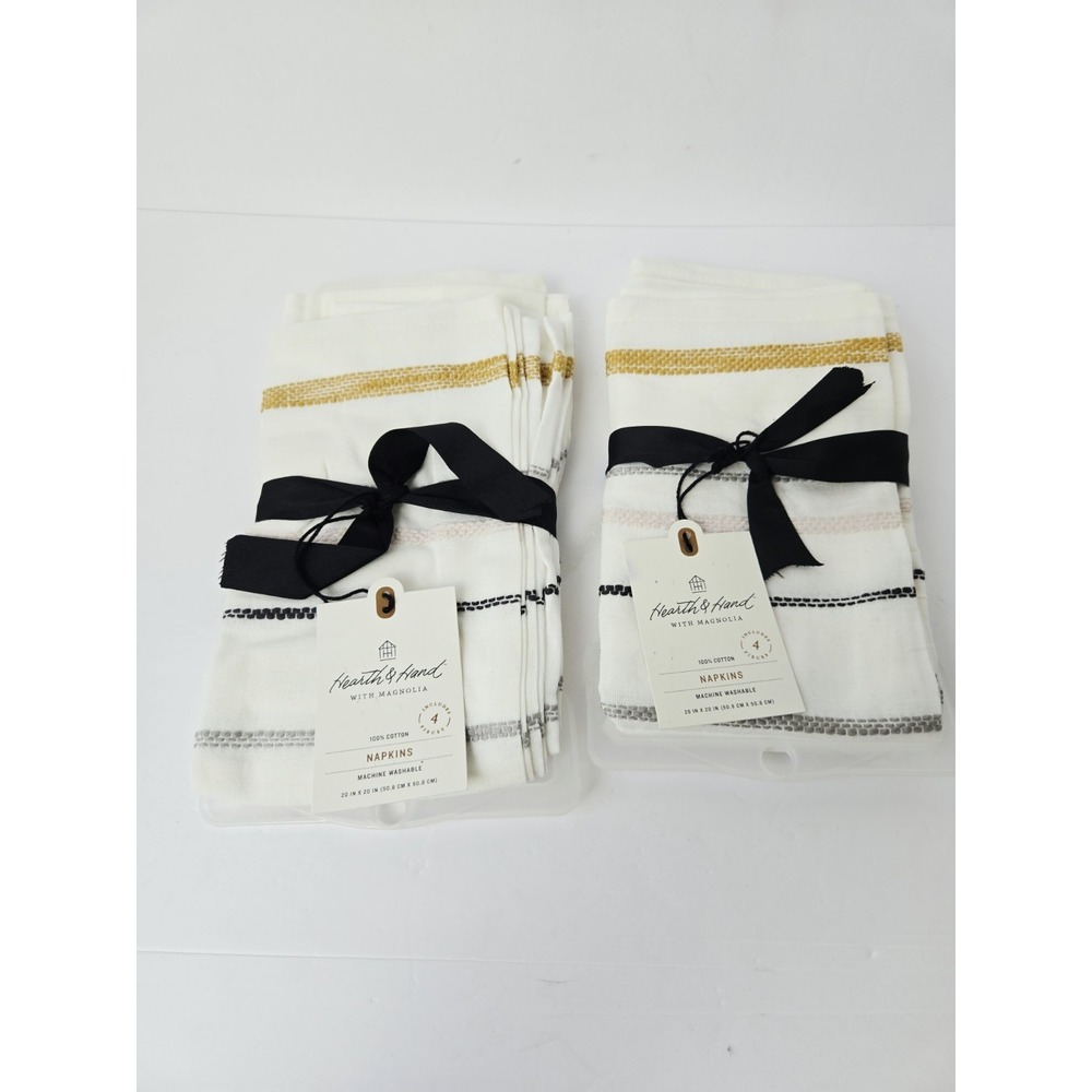 Magnolia Hearth and Hand Napkins 4 piece x2 NEW cotton 20x20"